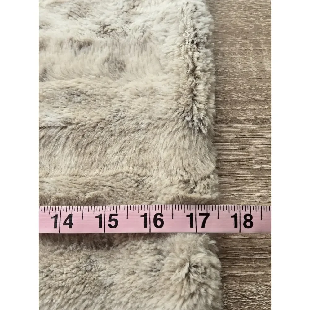 PIER 1 Faux Fur Snow Leopard Decorative Throw Pillow Zip Cover 17X17 Gray Brown